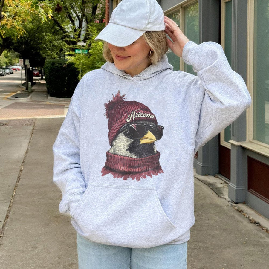 Arizona Cardinal Bird In Beanie And Sunglasses Hoodie