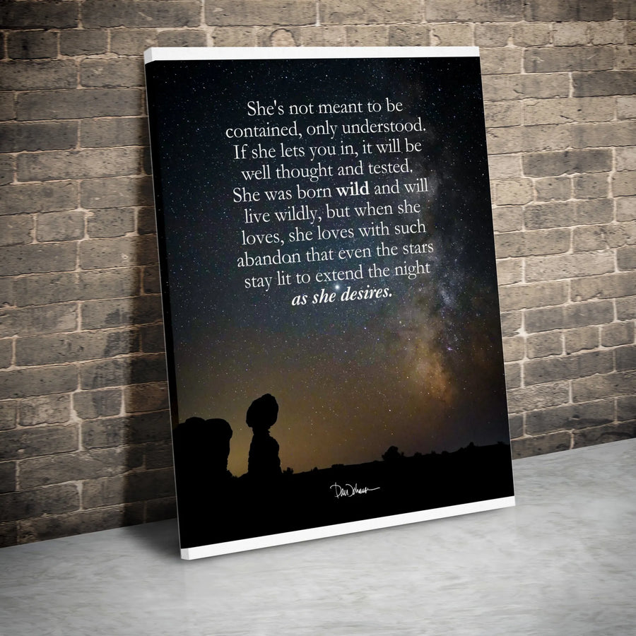 She’s Not Meant To Be Contained Quote Canvas | Starry Night Sky Wall Art | Premium Fade-Resistant Print | Empowering Gift For Women