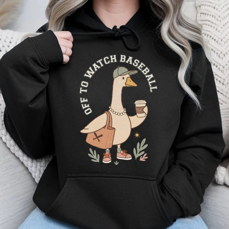 Baseball Mom Hoodie | Funny Silly Goose Graphic Design | Soft Cotton-Poly Blend | Game Day Gift for Baseball Fans