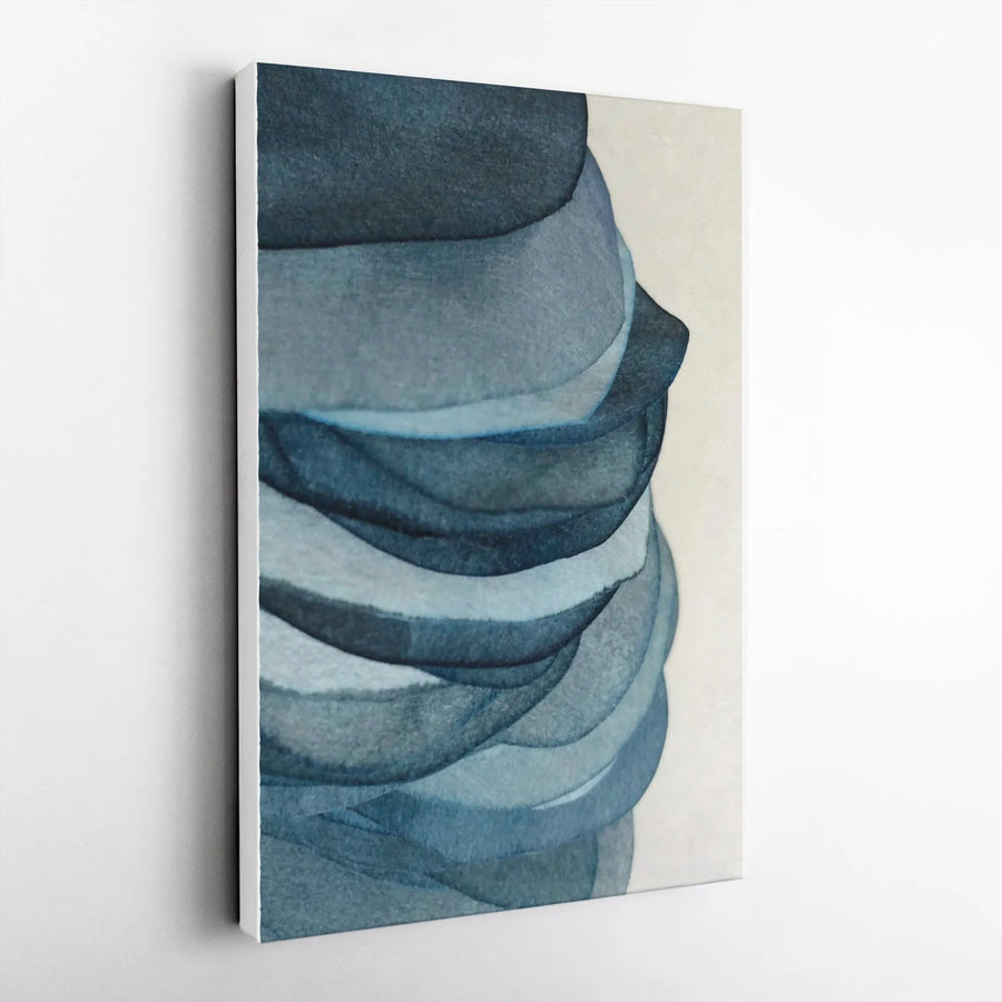 Abstract Blue Watercolor Vertical Canvas | Modern Minimalist Painting | Premium Gallery Wrap | Living Room Wall Decor Gift