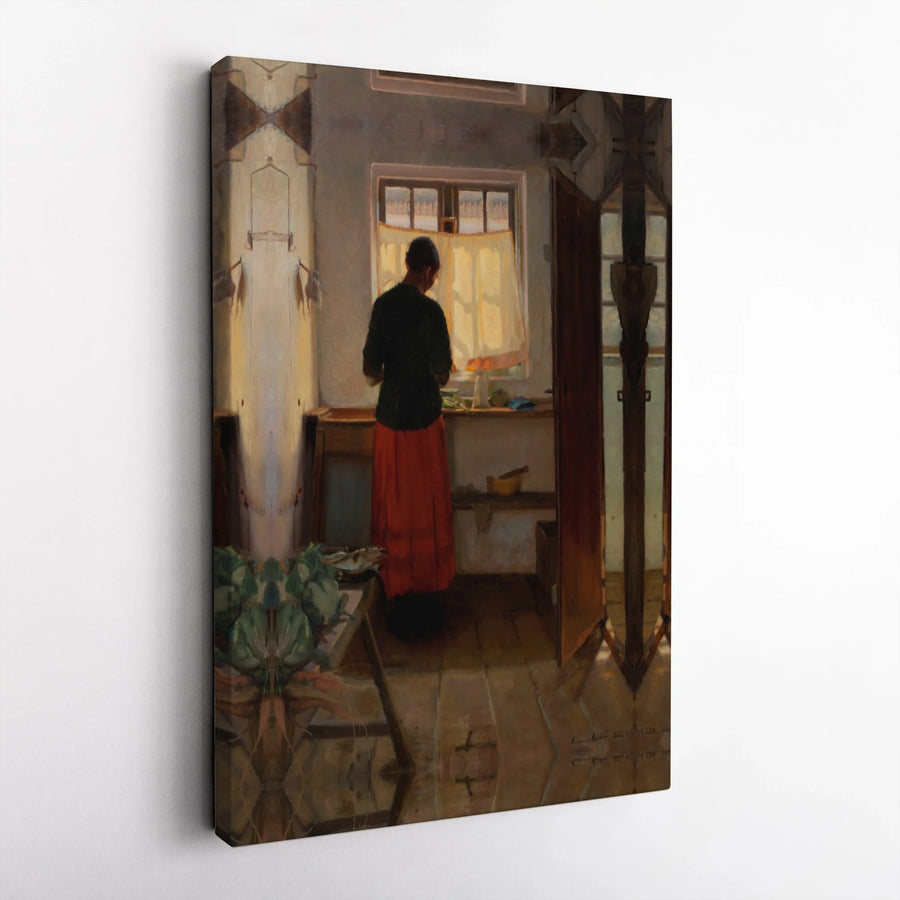 Anna Ancher A Girl In The Kitchen Canvas Print | Impressionist Fine Art Wall Decor | 1.25 Inch Gallery Wrap | Classic Home Office Art Gift
