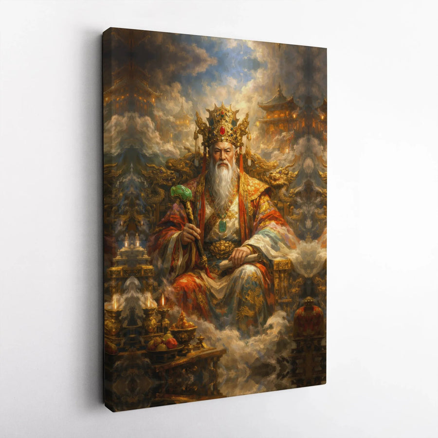 Jade Emperor Canvas Art | Chinese Mythology Wall Decor | Premium Gallery Wrapped Print | Spiritual Home Decor Gift