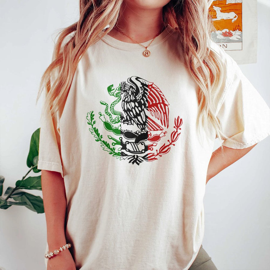 Mexico Flag Eagle T-Shirt | Patriotic Mexican Coat of Arms Graphic | 100% Cotton Premium Tee | Heritage Gift for Men and Women