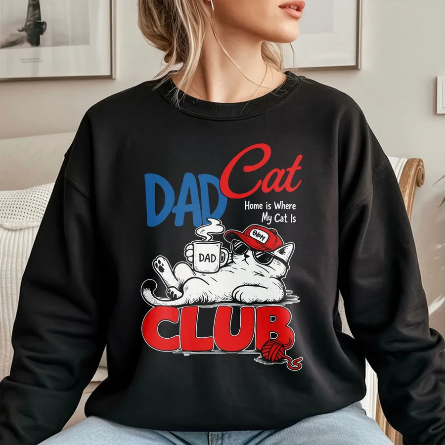 Cat Dad Club Sweatshirt | Funny Cat Lover Graphic Pullover | Premium Cotton Blend | Gift for Dad Father's Day Birthday