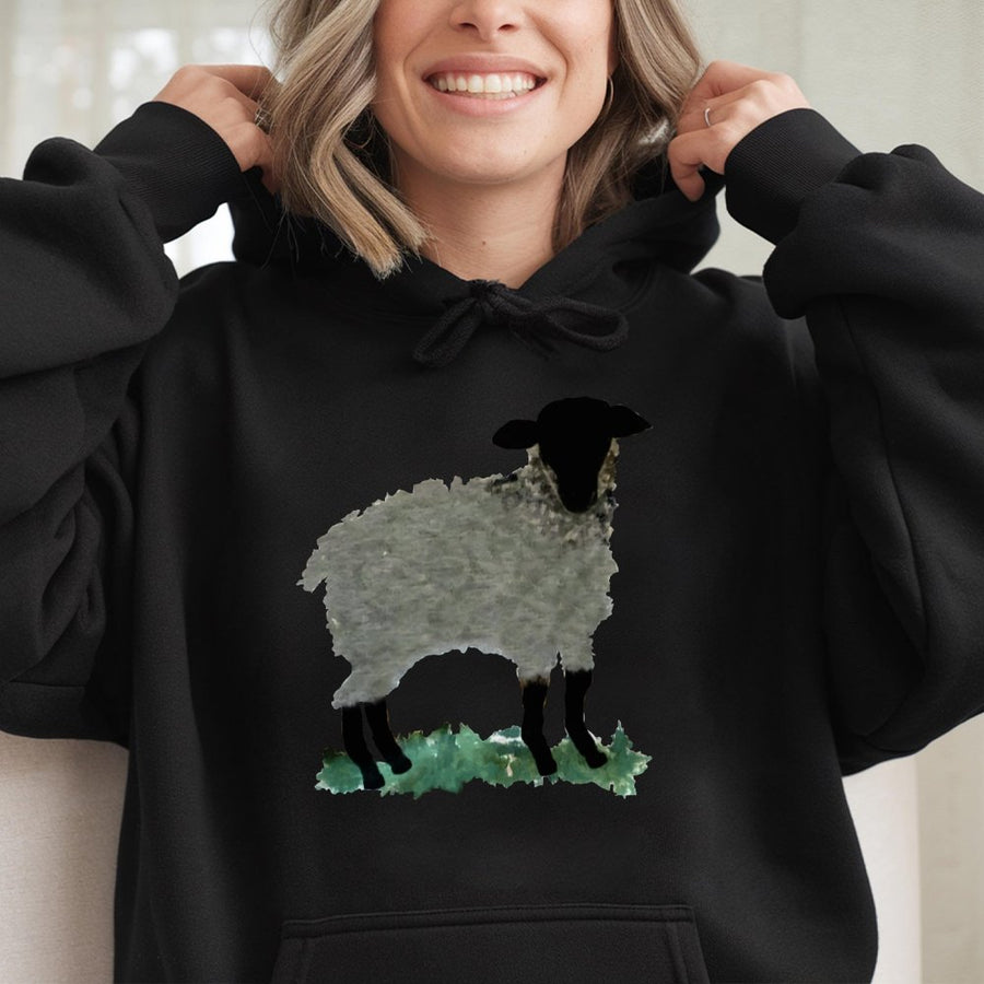 Lost Sheep Hoodie | Watercolor Farm Animal Graphic Print | Soft Cotton-Poly Blend | Christian Faith Inspired Religious Gift for Men and Women
