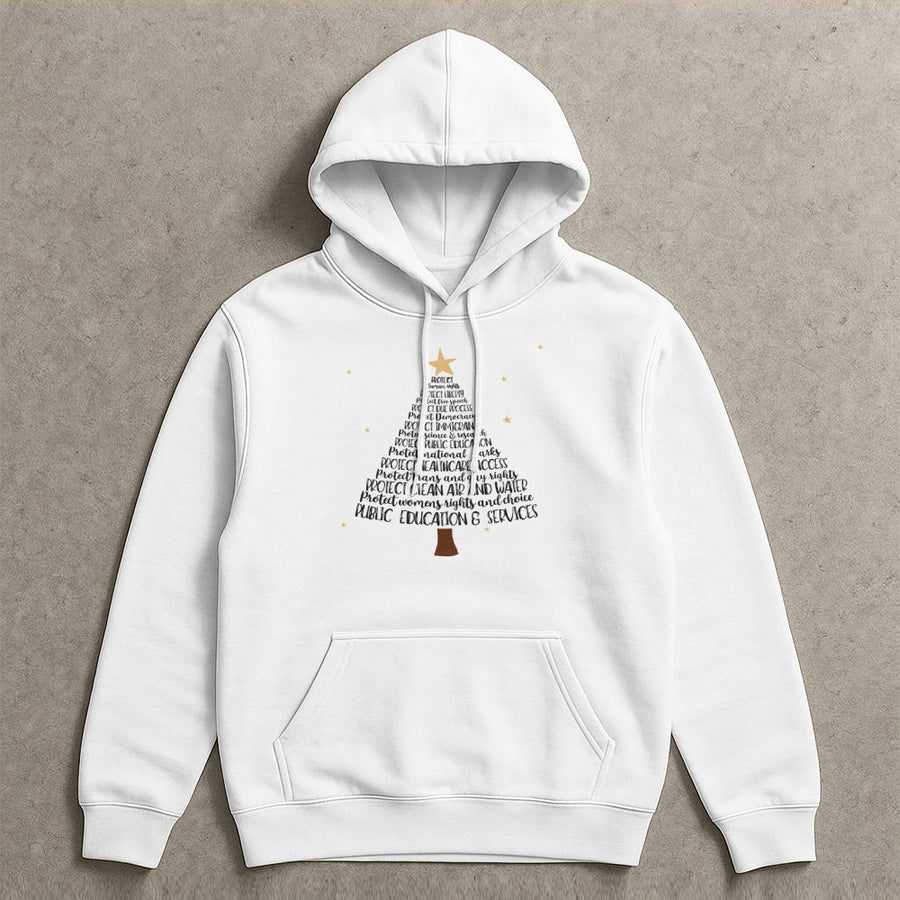 Social Justice Christmas Tree Hoodie | Progressive Activism Holiday Design | Soft Cotton Blend | Meaningful Gift For Activists & Allies