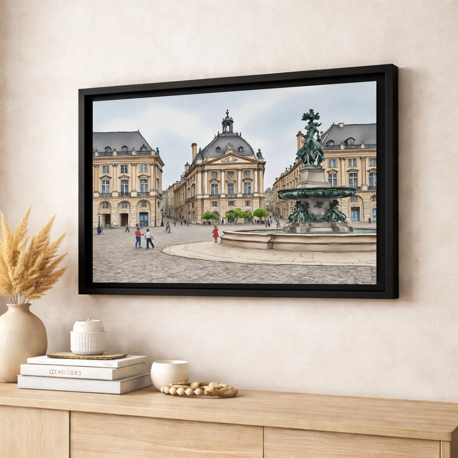 Bordeaux Cityscape Canvas Print | Place Du Parlement Architecture | Gallery Quality Wall Art | European Travel Gift For Home Decor