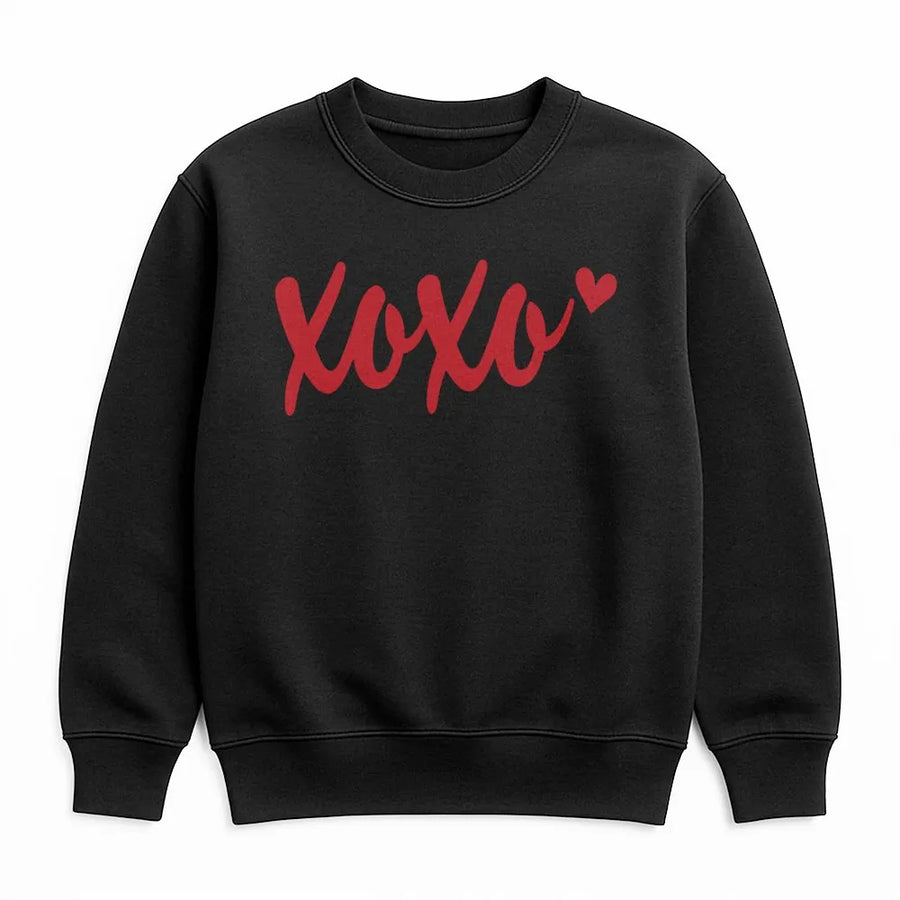 XOXO Sweatshirt | Minimalist Red Heart Valentine Design | Premium Soft Cotton Blend | Cute Gift For Her or Couples