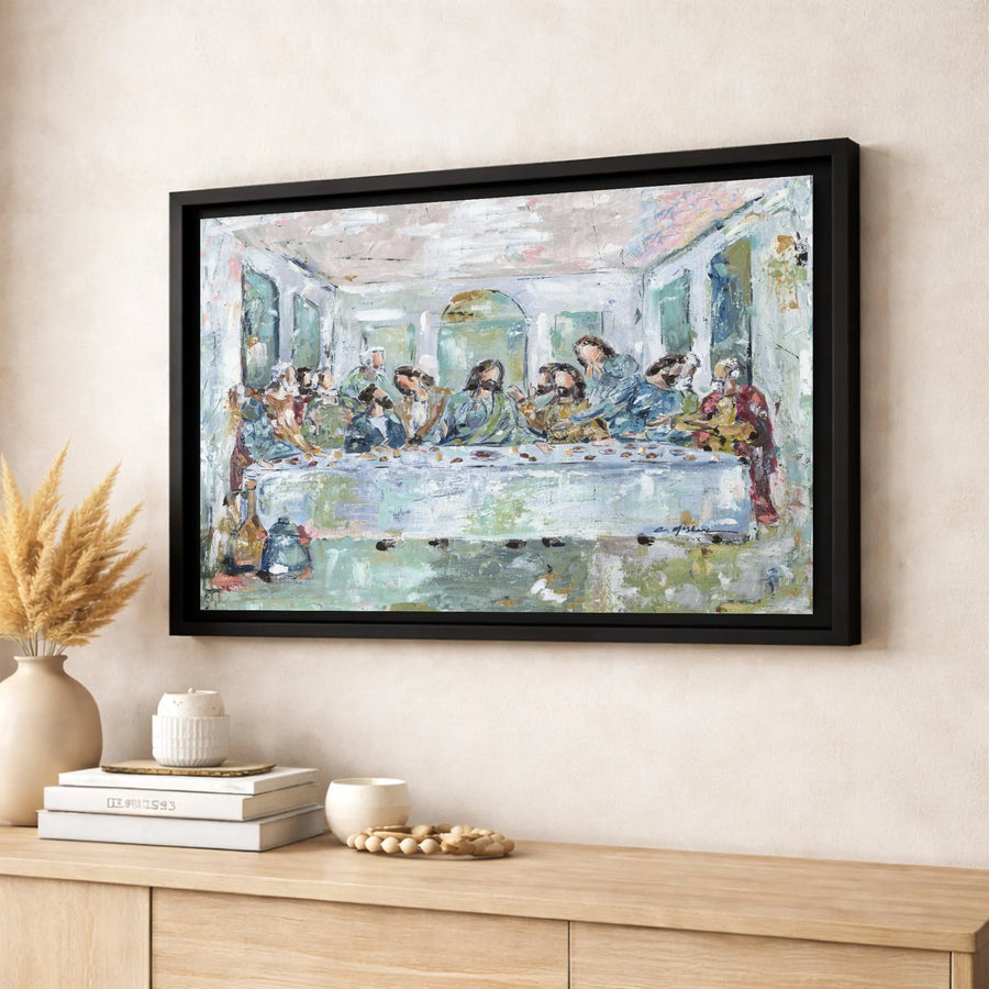 The Last Supper Canvas Wall Art | Abstract Impressionist Religious Painting | Gallery-Wrapped Premium Print | Christian Home Decor Gift