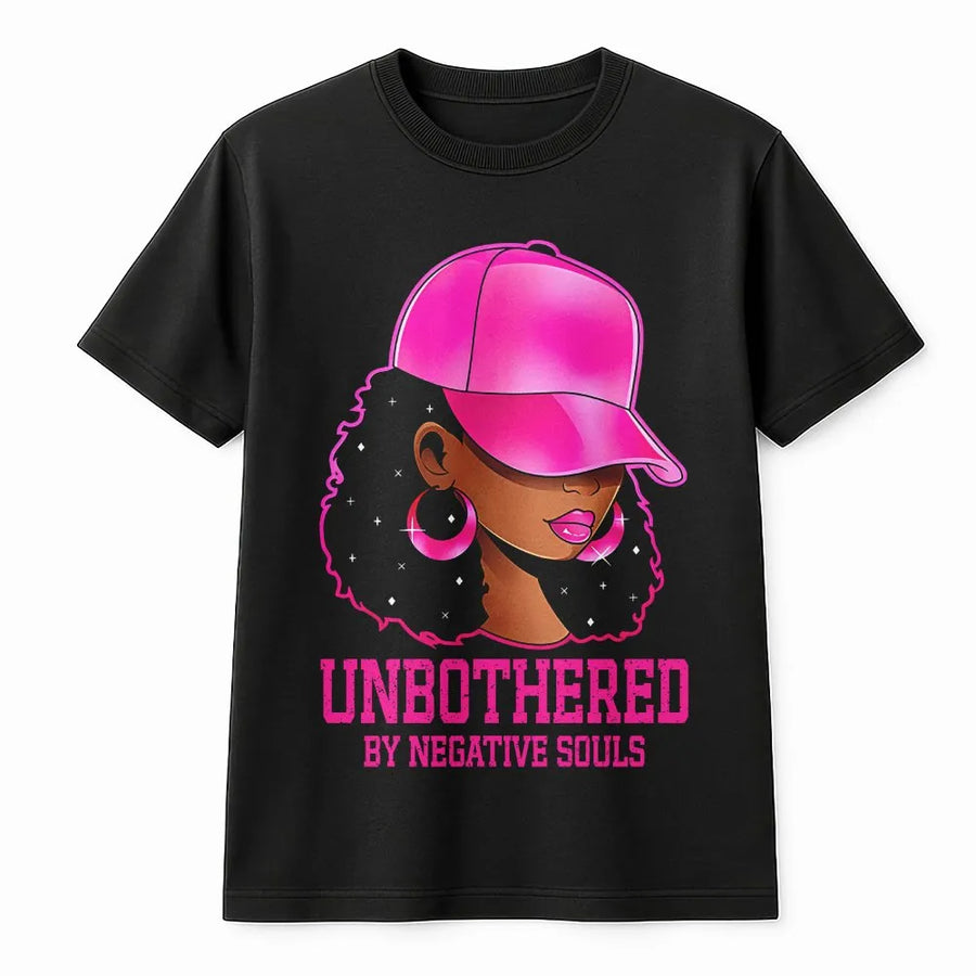 Afro Queen Unbothered T-Shirt | 'By Negative Souls' Graphic | Premium 100% Cotton Tee | Gift for Sassy Black Women