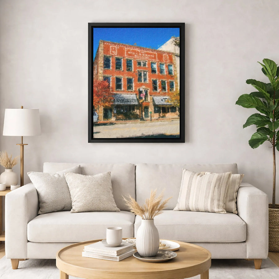 Historic Building Canvas Wall Art | Impressionistic Architecture Painting | Premium 1.25 Inch Gallery Wrap | Home Office Decor Gift