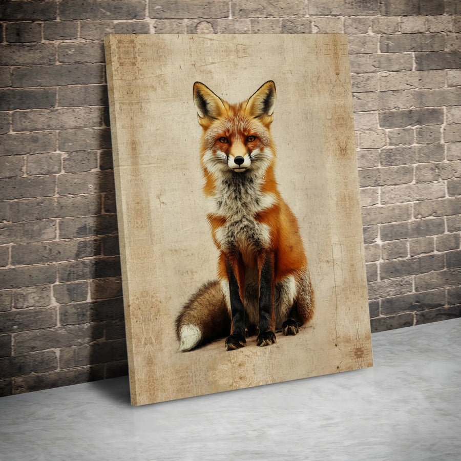 Red Fox Portrait Canvas Wall Art | Vintage Aesthetic Wildlife Print | Premium Gallery Wrap 1.25" Profile | Rustic Home Office Decor Gift