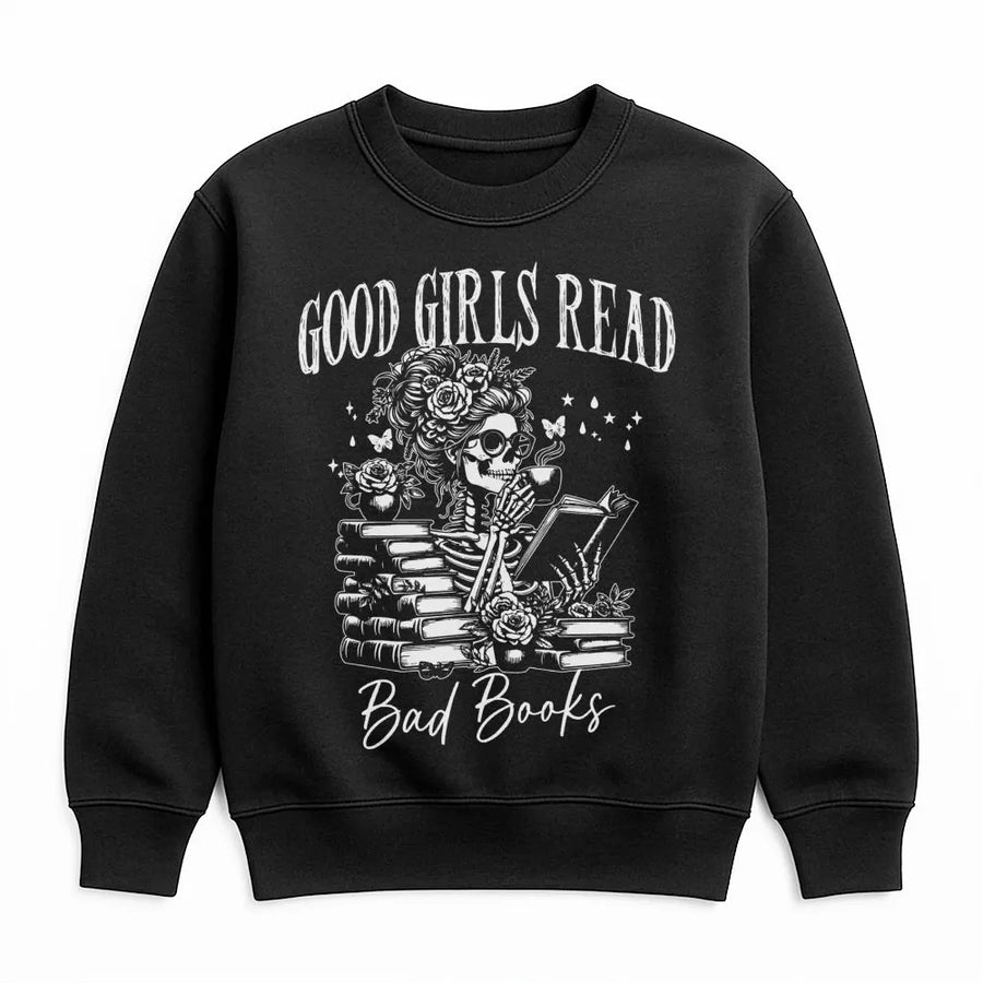 Good Girls Read Bad Books Sweatshirt | Dark Romance Bookish Aesthetic | Premium Cotton Blend | Gift For Readers And Library Lovers