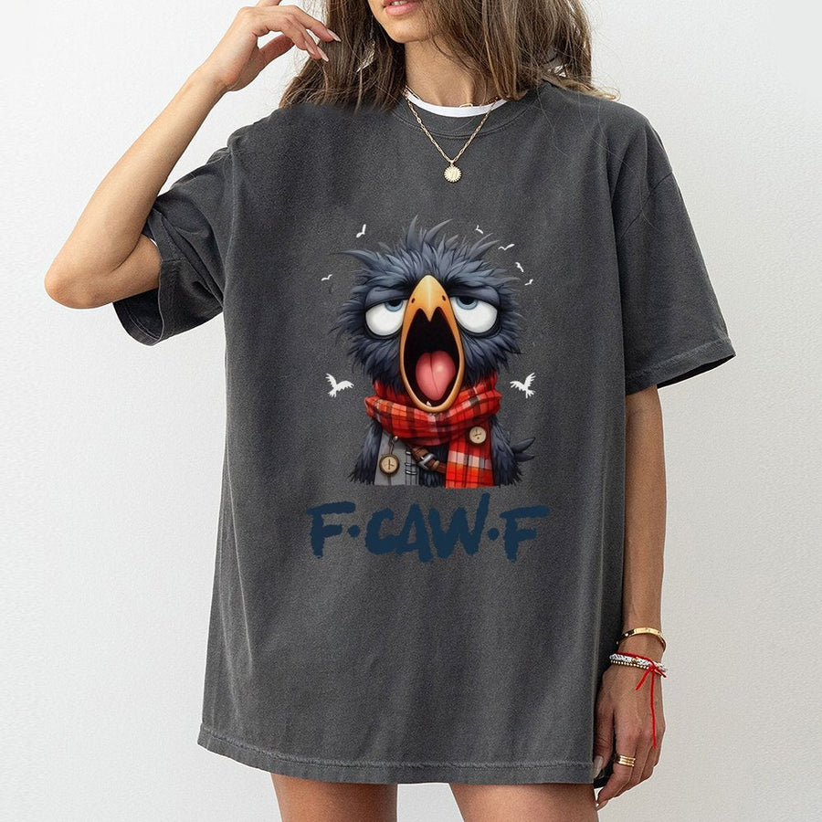 Funny Crow T-Shirt | F-Caw-F Graphic Cartoon Bird Design | Premium Cotton Apparel | Witty Animal Lover Gift for Men and Women