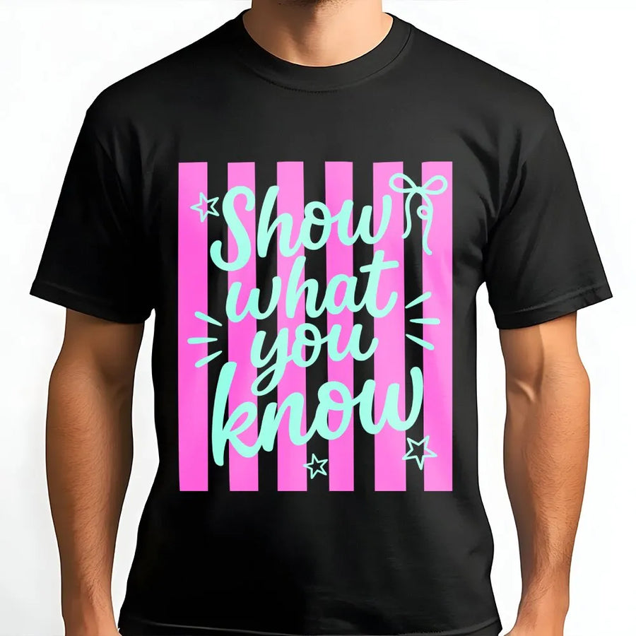 Test Day T-Shirt | Retro Striped "Show What You Know" | Soft Cotton Blend | Motivational Teacher Team Gift for State Testing