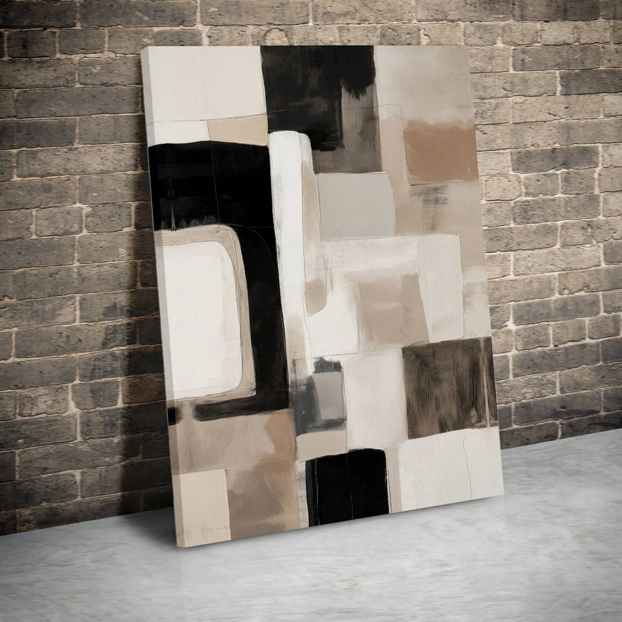 Modern Abstract Wall Art | Neutral Color Block Canvas Print | Textured Geometric Painting | Premium Home & Office Decor Gift