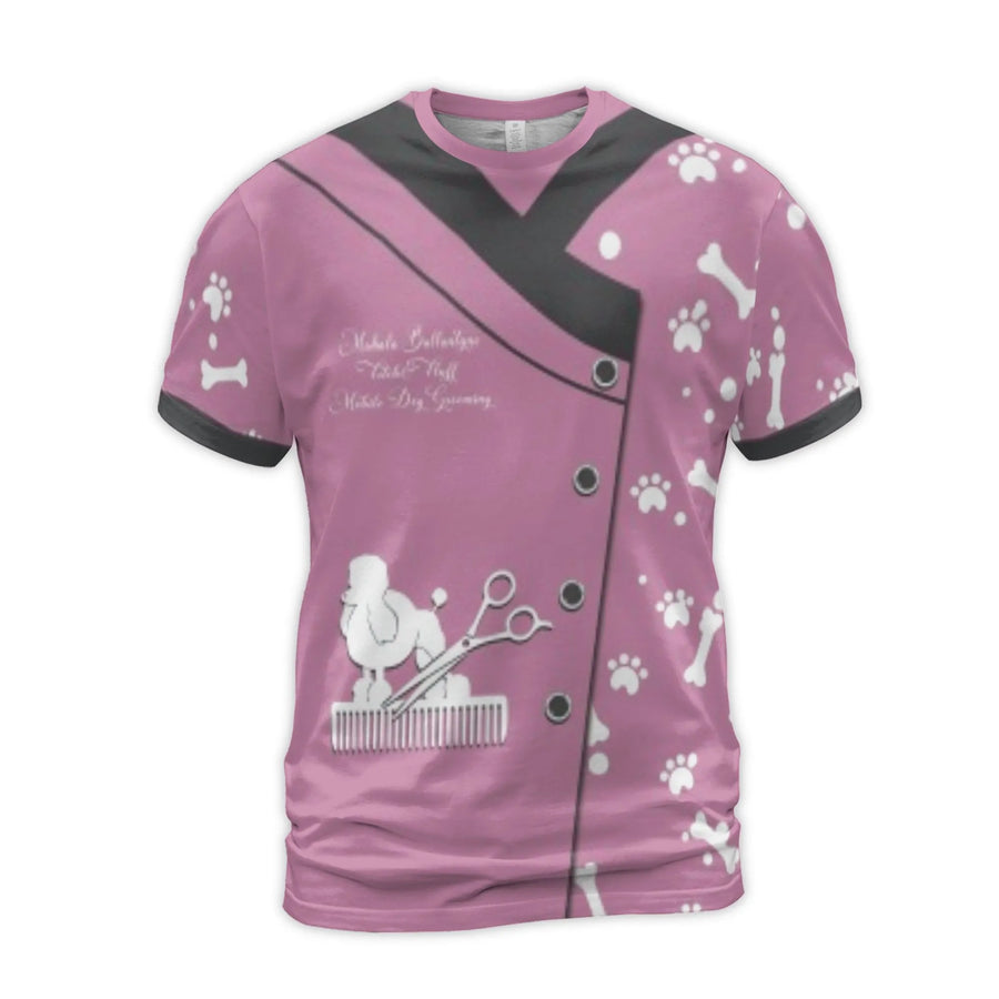 Dog Groomer T-Shirt | Professional Poodle Grooming Uniform | Premium Polyester Spandex Blend | Gift for Pet Groomer Stylist