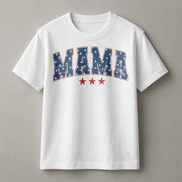 American Mama T-Shirt | Patriotic Stars and Stripes Graphic | 100% Soft Cotton | Fourth of July Gift for Mom