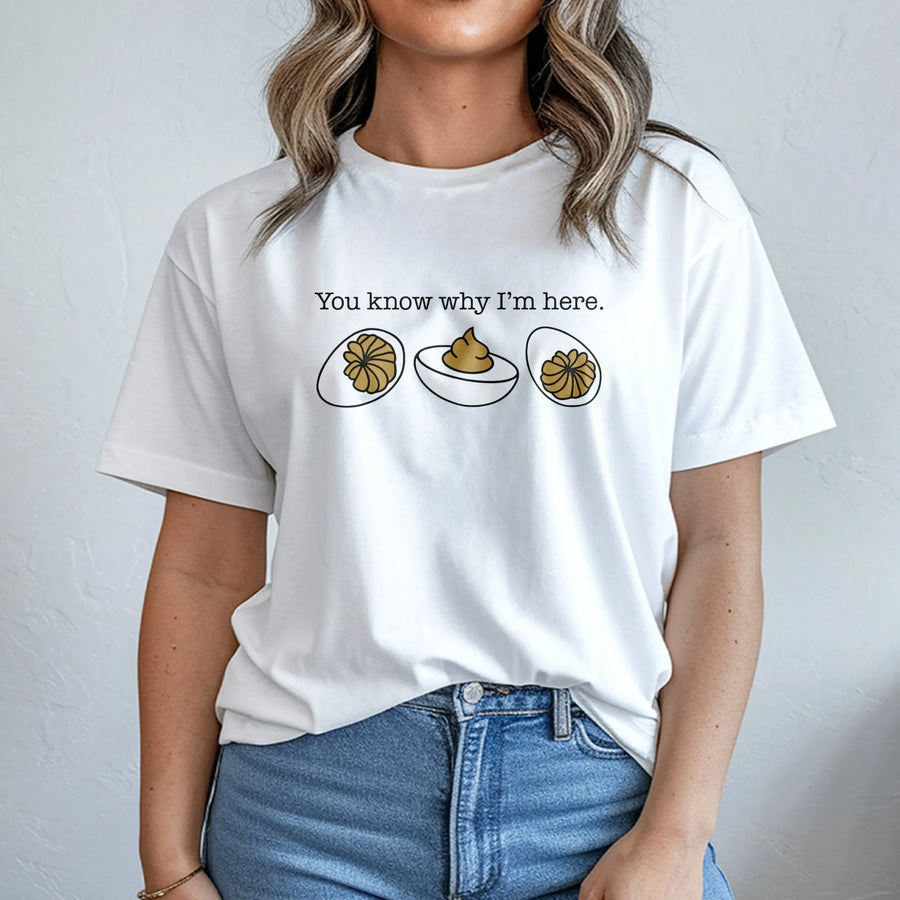 Deviled Egg Lover T-Shirt | Funny Food Humor Graphic Tee | Premium Cotton Casual Wear | Perfect Thanksgiving Potluck Gift for Foodies