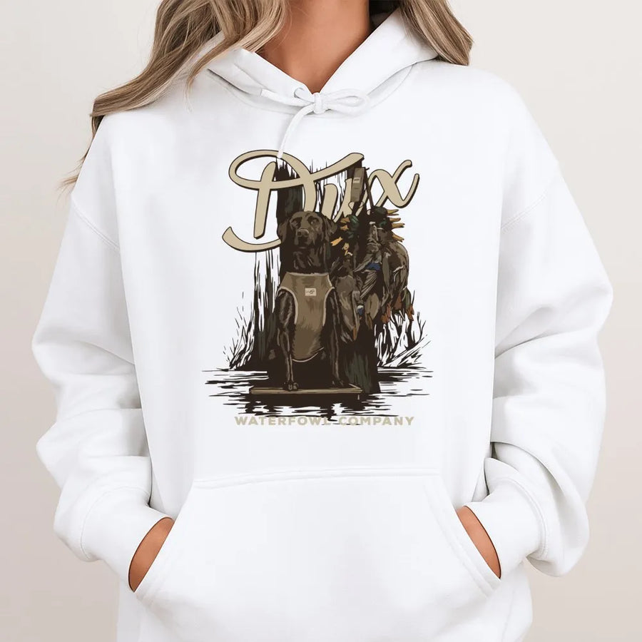 Duck Hunting Hoodie | Labrador Retriever Waterfowl Graphic | Premium Cotton-Poly Blend | Gift For Duck Hunter Outdoorsman
