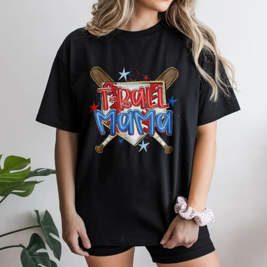 T-Ball Mama T-Shirt | Retro Game Day Baseball Graphic | Premium Soft Cotton Blend | Gift for Sports Mom