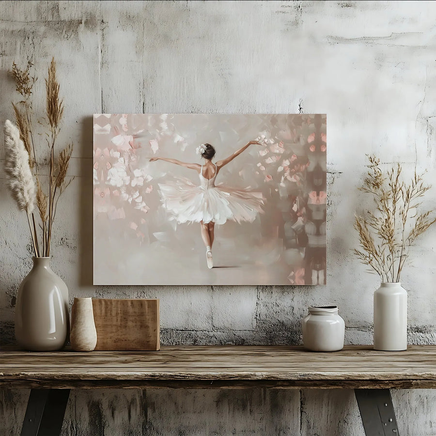 Ballerina Canvas Wall Art | Abstract Floral Ballet Dancer Print | Premium Gallery Wrapped Decor | Gift for Dancer Girls Room