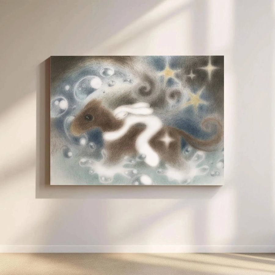 Celestial Horse Canvas Wall Art | Whimsical Starry Night Sky Print | Premium Gallery Wrapped Canvas | Nursery Decor Gift for Kids Room