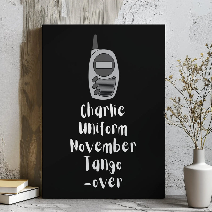 Phonetic Alphabet Wall Art | C.U.N.T. Walkie Talkie Design | Premium Gallery-Wrapped Canvas | Funny Military Humor Gift for Radio Operators