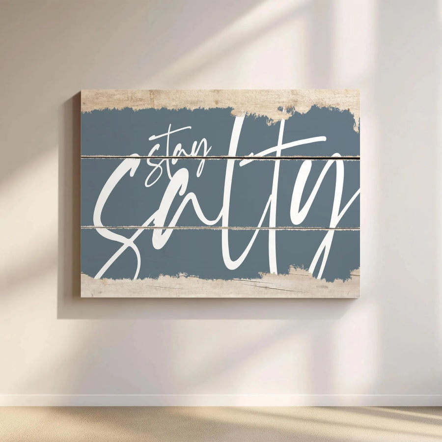 Stay Salty Wall Art | Rustic Beach House Decor | Premium Fade-Resistant Canvas | Coastal Theme Gift for Home Office
