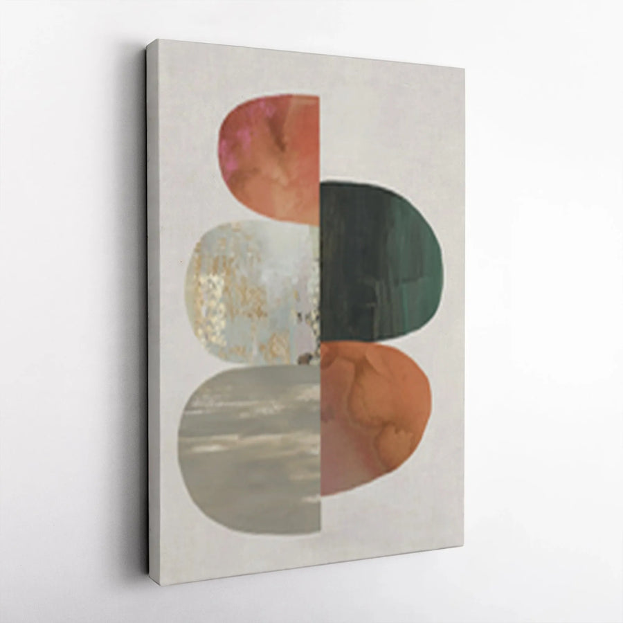 Abstract Stacked Stones Canvas Print | Modern Geometric Wall Art with Earth Tones | Premium Gallery Wrap Canvas | Japandi Style Living Room Decor Gift