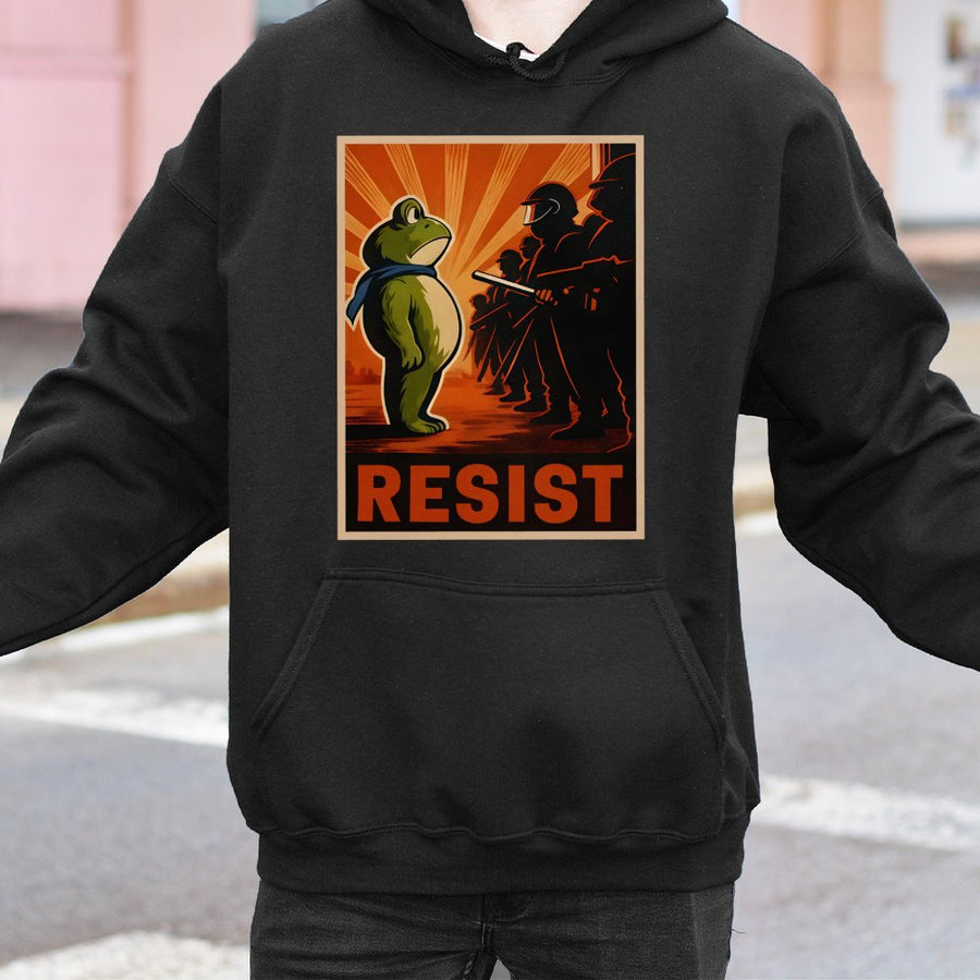 Resist Frog Hoodie | Portland Protest Graphic | Premium Cotton Blend | Activist Apparel For Men And Women