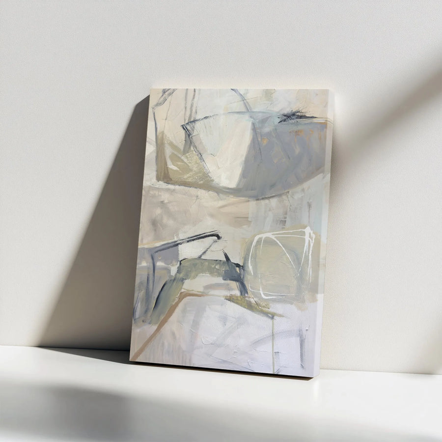 Abstract Canvas Wall Art | Neutral Tone Minimalist Painting | Premium Gallery Wrapped Canvas | Modern Living Room & Office Decor