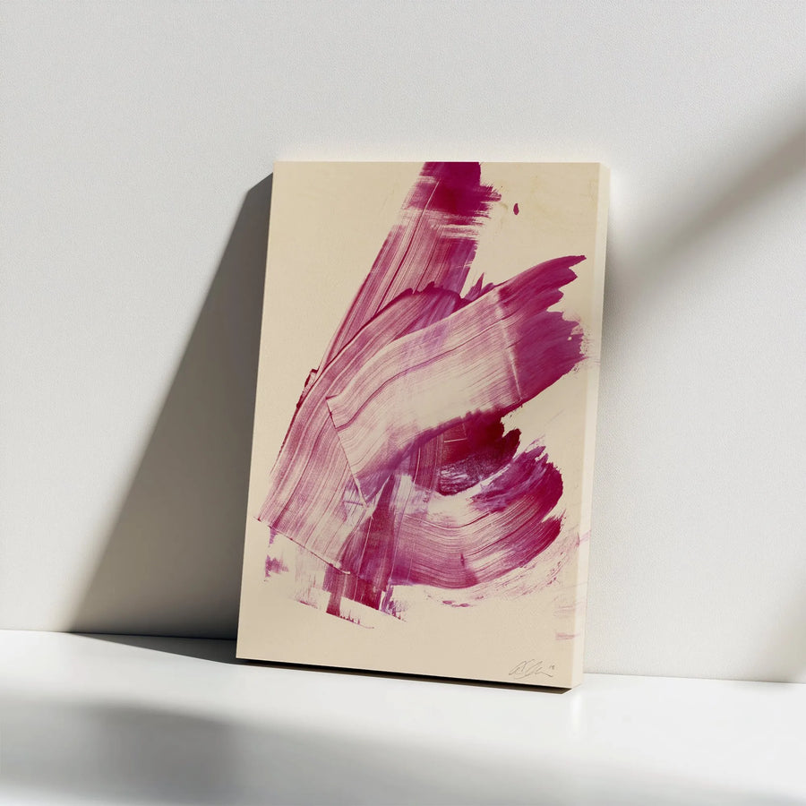 Hot Pink Abstract Canvas Wall Art | Bold Brushstroke Design | Premium Fade-Resistant Print | Modern Living Room & Office Decor Gift