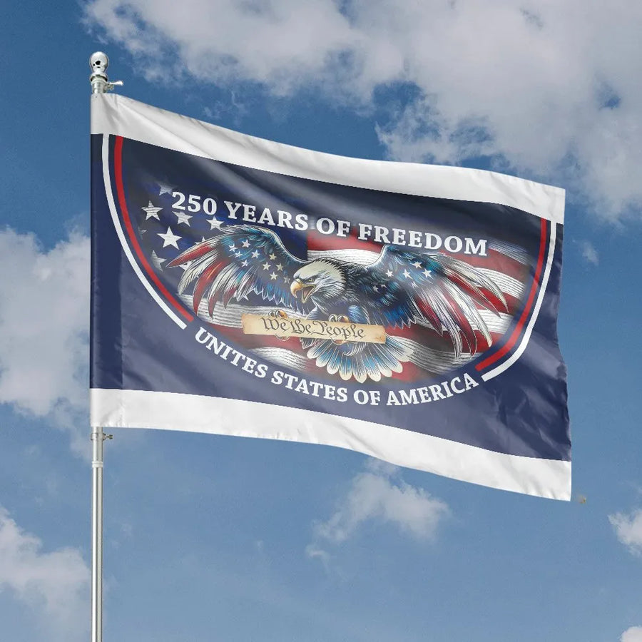 USA 250th Anniversary Flag | Patriotic Eagle We The People Design | Double-Sided Weatherproof Banner | Commemorative Collector's Gift for Patriots