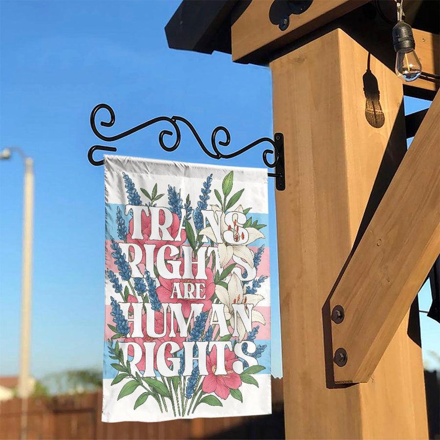 Trans Rights Are Human Rights Garden Flag | Floral Trans Pride Yard Decor | Weather-Resistant Premium Polyester | LGBTQ+ Equality Gift for Outdoors