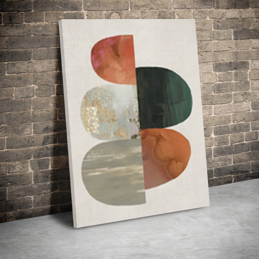 Abstract Stacked Stones Canvas Print | Modern Geometric Wall Art with Earth Tones | Premium Gallery Wrap Canvas | Japandi Style Living Room Decor Gift