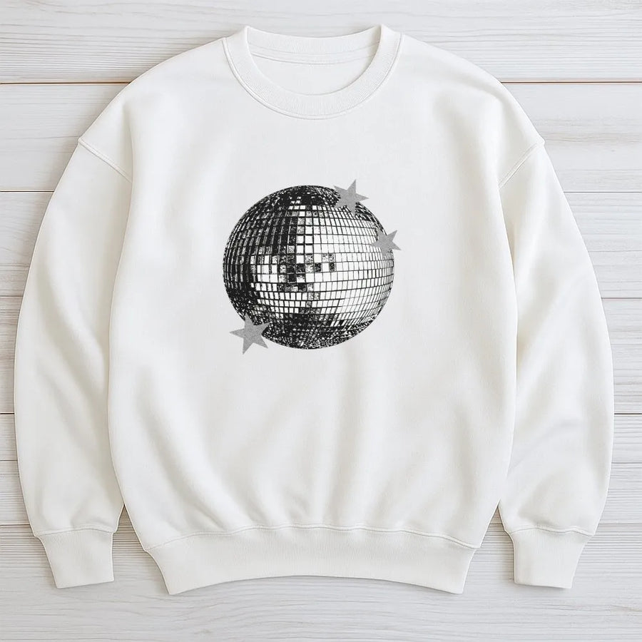 Retro Disco Ball Sweatshirt | Y2K Music Festival Graphic Pullover | Premium Cotton Blend | Cozy Concert Outfit Gift for Women & Men