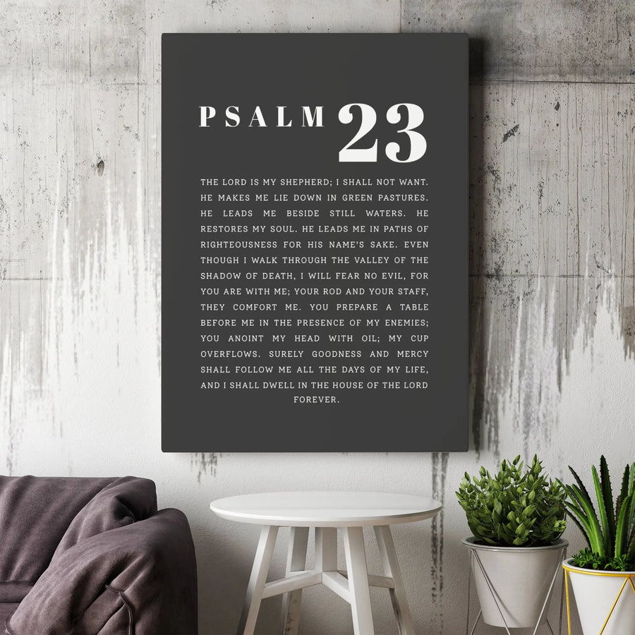 Psalm 23 Canvas Wall Art | Minimalist Scripture Print | Premium Gallery Wrap Decor | Christian Home Gift for Believers