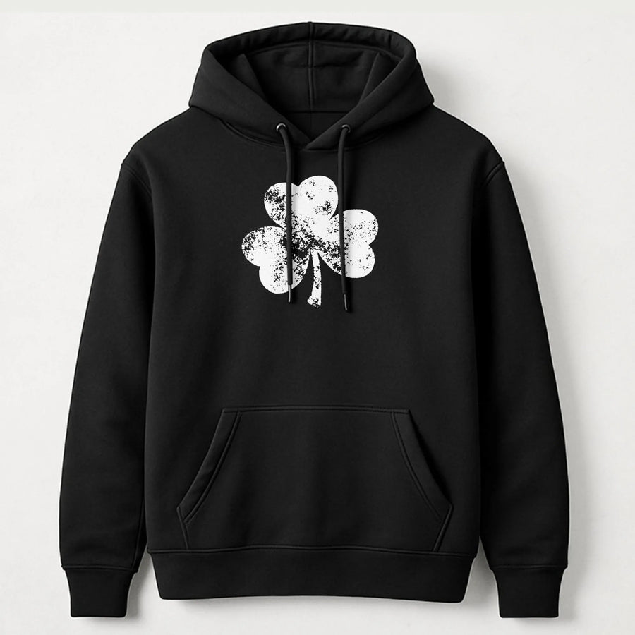 St Patrick's Day Shamrock Hoodie | Distressed Irish Clover Graphic | Premium Cotton Blend | Unisex Lucky Gift for Him or Her