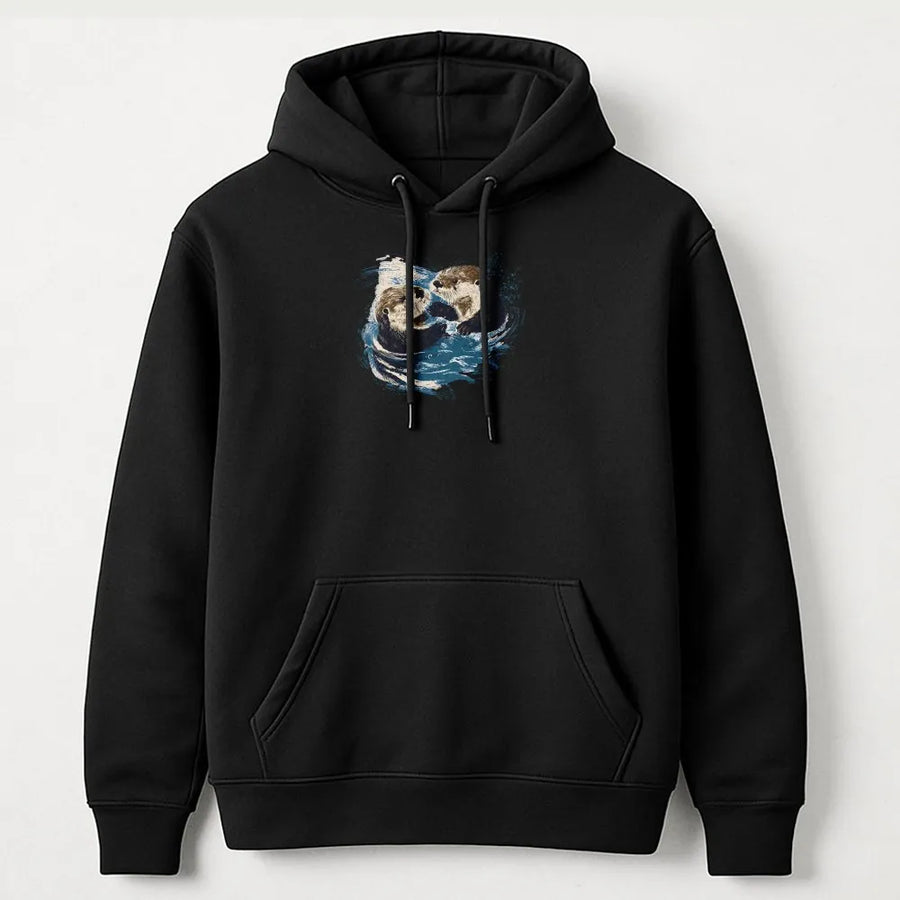 Cute Otter Hoodie | Sea Otters Holding Hands Graphic Tee | Premium Comfort Colors 100% Cotton | Gift for Animal Lover