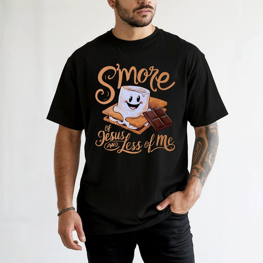 S'more of Jesus and Less of Me T-Shirt | Funny Christian Graphic Tee | Premium 100% Cotton Soft Shirt | Religious Faith Gift for Women and Men