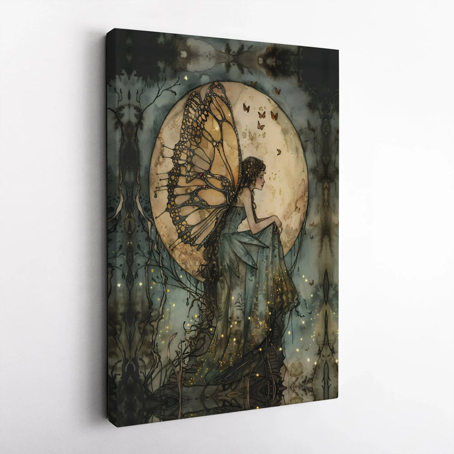 Moonlight Fairy Canvas Print | Whimsical Forest Wall Art | Premium Gallery Wrapped Decor | Enchanted Fantasy Gift for Bedroom