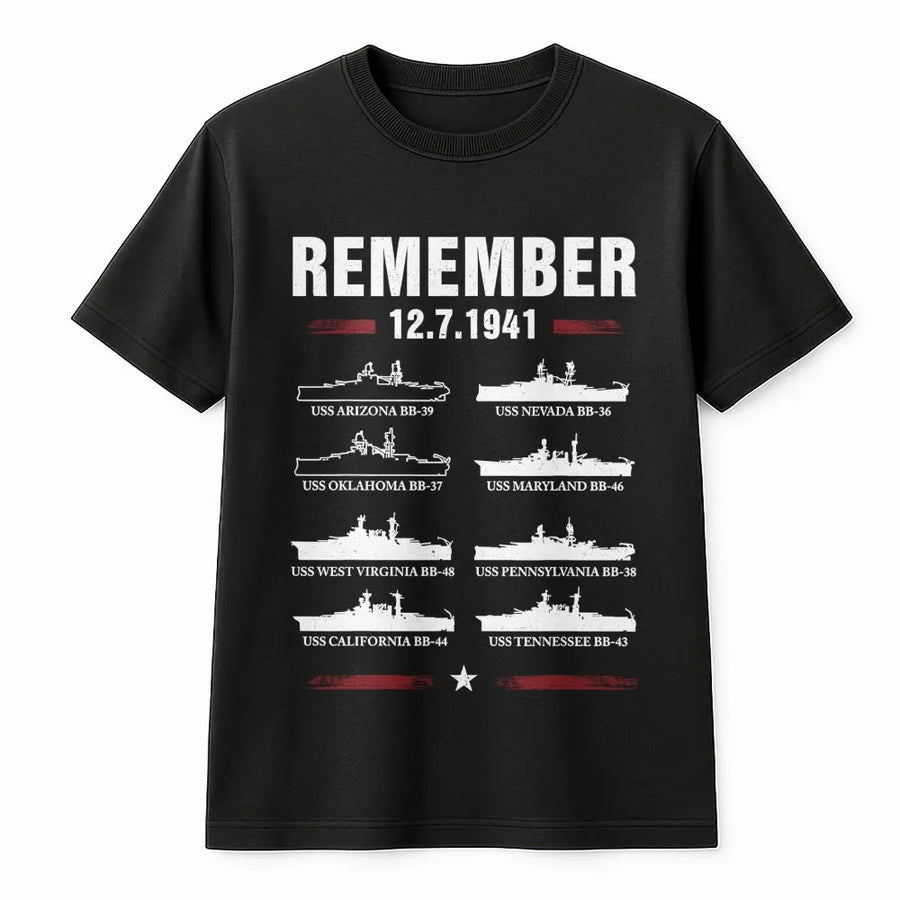 Pearl Harbor Remembrance T-Shirt | WWII Battleship Fleet Design | 100% Premium Cotton | Patriotic Historical Gift for Veterans and History Buffs