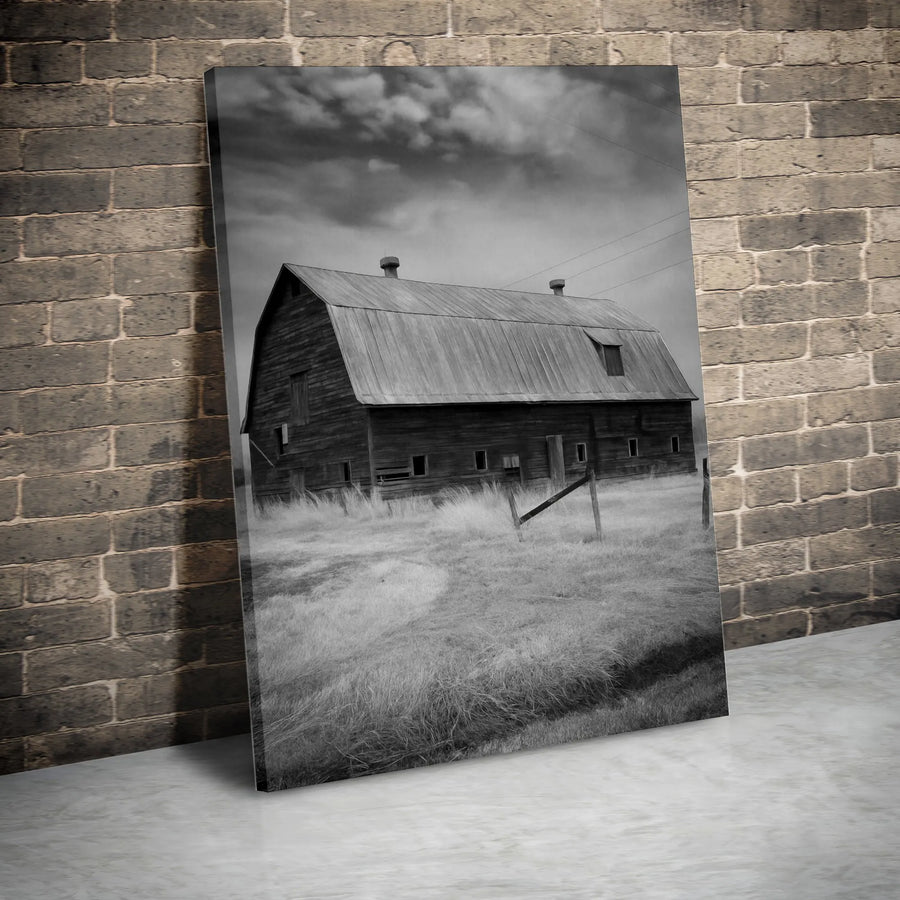 Rustic Barn Wall Art | Black And White Farmhouse Scenery | Premium Gallery Canvas | Vintage Country Home Decor Gift