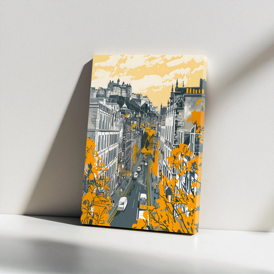Edinburgh Cityscape Canvas Print | Vintage Scotland Castle Wall Art | Gallery Wrapped Premium Decor | Gift for Travel Lovers