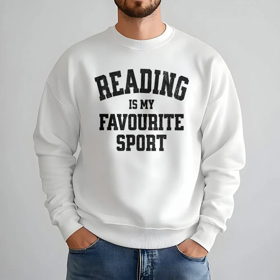 Reading Is My Favourite Sport Sweatshirt | Funny Book Lover Graphic | Premium Cotton Blend | Gift for Readers, Book Club, Librarians, Teachers
