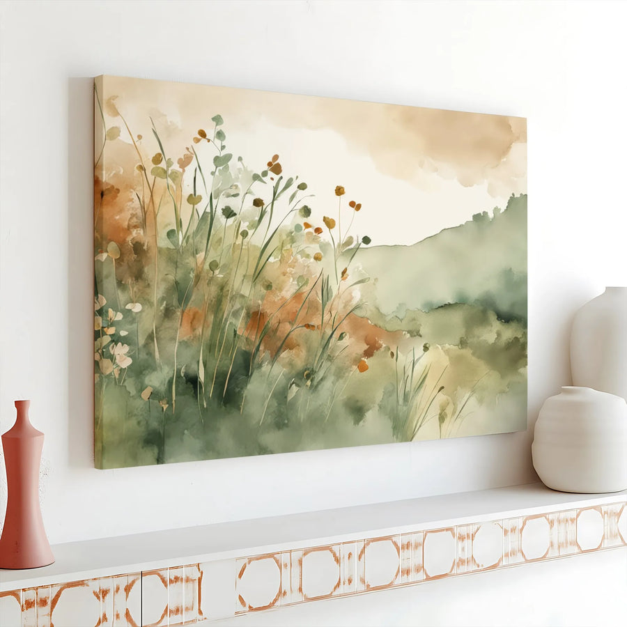 Watercolor Wildflower Canvas Wall Art | Abstract Botanical Meadow Painting | Premium Gallery Quality Print | Modern Farmhouse Wall Decor Gift