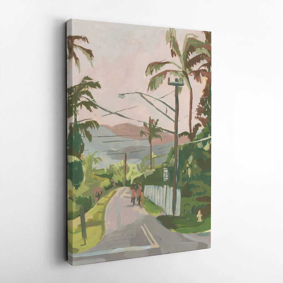 Road to Hanalei Vertical Canvas Print | Painterly Hawaiian Landscape Art | Premium Gallery Wrapped Canvas | Gift for Traveler & Coastal Home Decor