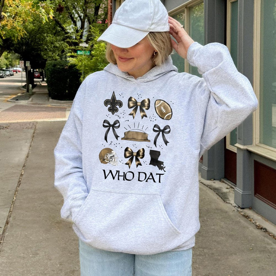 New Orleans Who Dat Saints Football Hoodie Game Day Louisiana Pride Outfit Retro Sports Apparel
