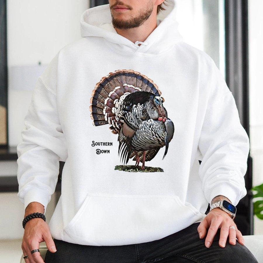 Wild Turkey Hoodie | Detailed Wildlife Graphic Print | Premium Cotton Blend | Hunting Gift For Outdoorsmen And Nature Lovers